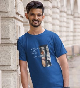 Expectation Hurts,Bold and Beyond: Blue Front Printed Round Neck T-Shirt - Men's Fashion Forward