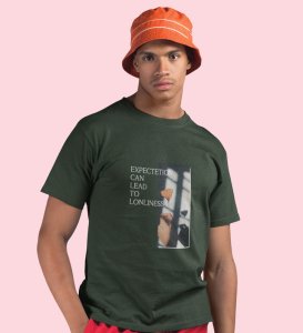 Expectation Hurts,Bold and Beyond: Green Front Printed Round Neck T-Shirt - Men's Fashion Forward