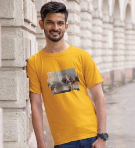 Beauty Decays, Yellow Trendsetter Series: Men's Oversized Tee with Front Print Appeal