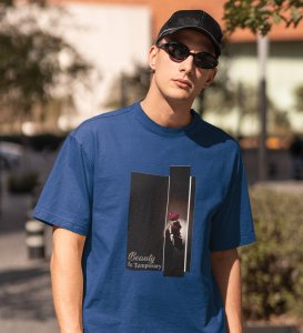 Mirage, City Lights: Blue Front Printed Round Neck Tee - A Fashion Essential for Men