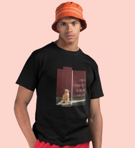 Vibe Alone, Street Couture: Black Men's Oversized Tee with Eye-Catching Front Graphic
