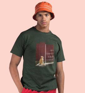 Vibe Alone, Street Couture: Green Men's Oversized Tee with Eye-Catching Front Graphic