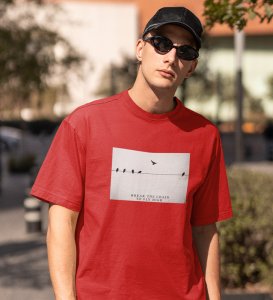 Fly High, Casual Elegance: Elevate Your Style with Red Trendy Front Print Tee