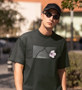 Flourish, Green Urban Legend: Men's Oversized Round Neck T-Shirt with Front Print