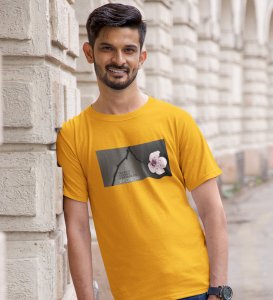 Flourish, Yellow Urban Legend: Men's Oversized Round Neck T-Shirt with Front Print