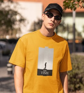 Me Myself And I, City Slicker: Yellow Men's Oversized Tee with Trendy Front Print Detail