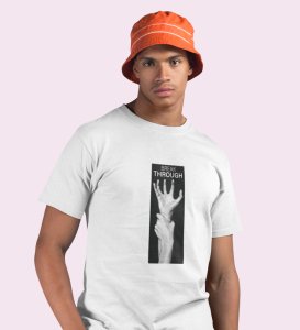 Innovation, White Street Swagger: Men's Oversized Tee featuring Front Print Detail