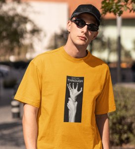Innovation, Yellow Street Swagger: Men's Oversized Tee featuring Front Print Detail