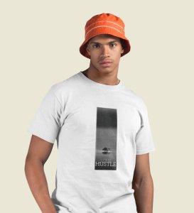 Lone Hustle, Fashion Fusion: White Modern Men's Oversized Tee with Front Graphic Pop