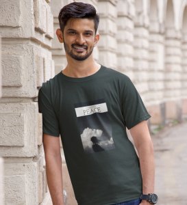 Peaceful Chaos, Green Cityscape Chronicles: Front Printed Round Neck Tee - Men's Edition