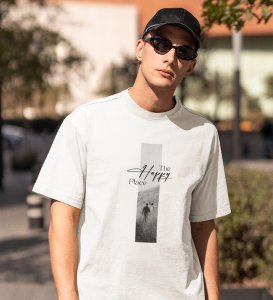 Home, Dress Boldly: White Signature Front Graphic Oversized Tee - Men's Urban Chic