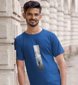 Home, Dress Boldly: Blue Signature Front Graphic Oversized Tee - Men's Urban Chic