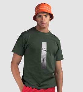 Home, Dress Boldly: Green Signature Front Graphic Oversized Tee - Men's Urban Chic