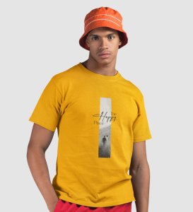 Home, Dress Boldly: Yellow Signature Front Graphic Oversized Tee - Men's Urban Chic