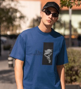 Silent Truth, Street Icon: Blue Men's Oversized Tee with Captivating Front Print