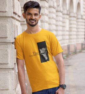 Silent Truth, Street Icon: Yellow Men's Oversized Tee with Captivating Front Print