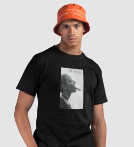 Real World, Black Elevated Elegance: Front Printed Tee - Men's Stylish Statement