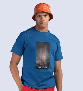 Epitome Freedom, Blue Culture Catalyst: Front Graphic Oversized Tee for Men - Unleash Cool