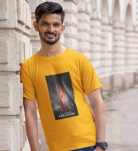 Epitome Freedom, Yellow Culture Catalyst: Front Graphic Oversized Tee for Men - Unleash Cool