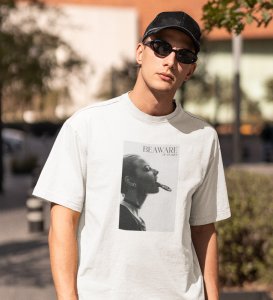 Real World, White Elevated Elegance: Front Printed Tee - Men's Stylish Statement