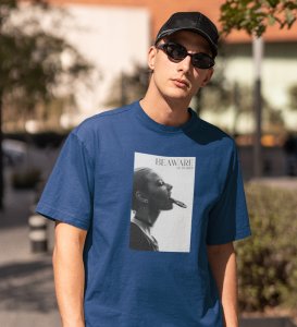 Real World, Blue Elevated Elegance: Front Printed Tee - Men's Stylish Statement