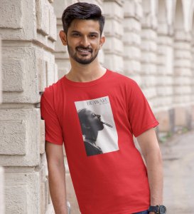 Real World, Red Elevated Elegance: Front Printed Tee - Men's Stylish Statement