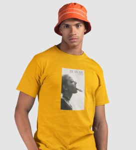 Real World, Yellow Elevated Elegance: Front Printed Tee - Men's Stylish Statement