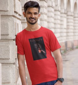 Conquered, Street Artistry: Red Trendy Front Graphic Oversized Tee - Men's Edition