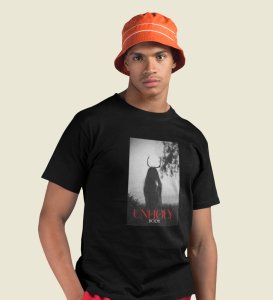Devil's Body, Street Fusion: Black Trendy Front Print Round Neck T-Shirt - Men's Edition