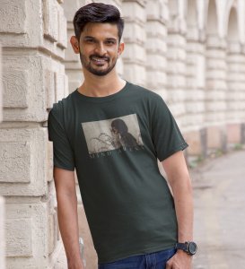 Mind Arena, Casual Couture: Green Front Printed Round Neck Tee - Men's Contemporary Style