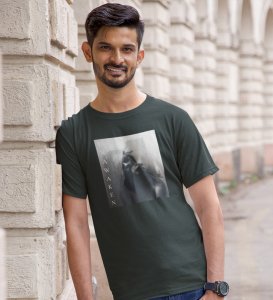 Mesmerized, Modern Maverick: Green Signature Front Graphic Oversized Tee for Men