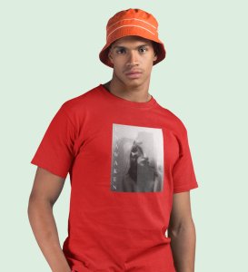 Mesmerized, Modern Maverick: Red Signature Front Graphic Oversized Tee for Men