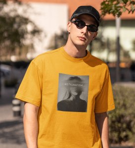 Astigmatism, Yellow Bold Impressions: Front Printed Men's Oversized Tee - City Style Defined