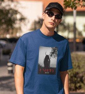 Devil's Body, Street Fusion: Blue Trendy Front Print Round Neck T-Shirt - Men's Edition