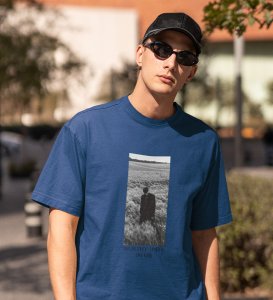 Worthless Life, Cityscape Elegance: Blue Men's Oversized Tee with Captivating Front Graphic