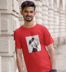 Agony Of Mind,Red Street Vibe: Front Printed Round Neck Tee - Men's Urban Statement