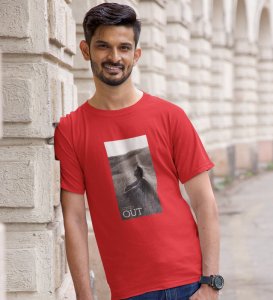 Unvigilant,City Pulse Chronicles: Red Men's Trendy Front Print Tee - Streetwear Defined