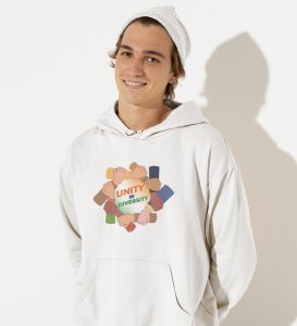 Unity Of The Nation White Best Republic Day Printed Hoodies For Men