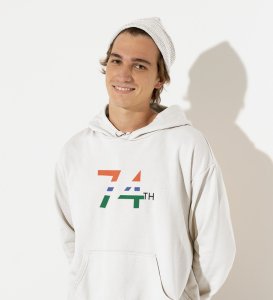 Excellent 74 Years White Printed Most Unique Hoodies For Men Boys