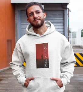 Solitary,White Urban Explorer: Stay on Trend with Front Printed Round Neck Hoodie