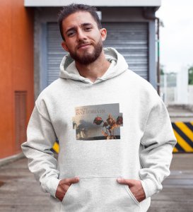 Beauty Decays,White Trendsetter Series: Men's Oversized Hoodie with Front Print Appeal