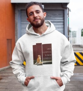 Vibe Alone, Street Couture:White Men's Oversized Hoodie with Eye-Catching Front Graphic