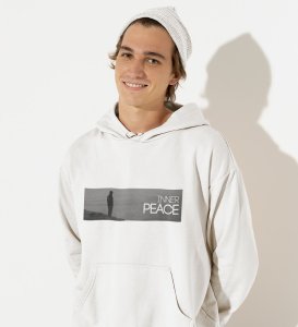 Serenity,White Signature Series: Front Graphic Oversized Hoodie for Men - Unleash Style