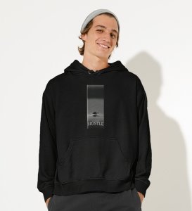 Lone Hustle, Fashion Fusion:Black Modern Men's Hoodies with Front Graphic Pop