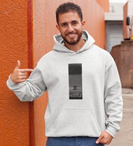 Lone Hustle, Fashion Fusion:White Modern Men's Oversized Hoodie with Front Graphic Pop