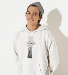 Home, Dress Boldly:White Signature Front Graphic Oversized Hoodie - Men's Urban Chic