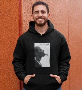 Real World,Black Elevated Elegance: Front Printed Hoodies - Men's Stylish Statement