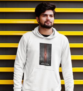 Epitome Freedom,White Culture Catalyst: Front Graphic Oversized Hoodie for Men - Unleash Cool