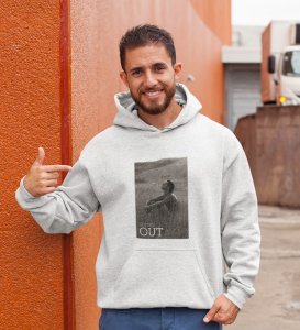 Pacifist Society, Urban Legend Series:White Men's Oversized Round Neck Hoodies with Front Print