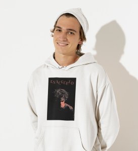 Mind Arena, Casual Couture:White Front Printed Round Neck Hoodie - Men's Contemporary Style
